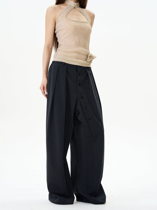 RT No. 12169 GRAY PLEATED BAGGY PANTS