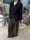 RT No. 18014 WOOLEN PLEATED STRAIGHT PANTS