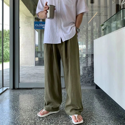 RT No. 18297 LINEN CASUAL STRAIGHT PANTS