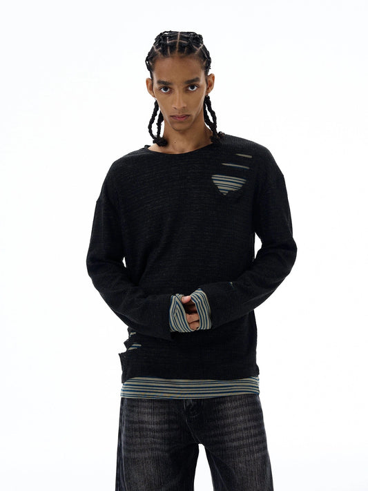 RT No. 19545 KNIT TWO-PIECE RIPPED LONGSLEEVE