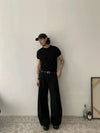RT No. 18821 BLACK PLEATED SCIMITAR PANTS