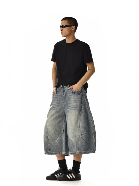 RT No. 18163 RECONSTRUCTED DENIM SHORTS