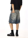RT No. 13002 BLUE RIPPED DENIM SHORTS