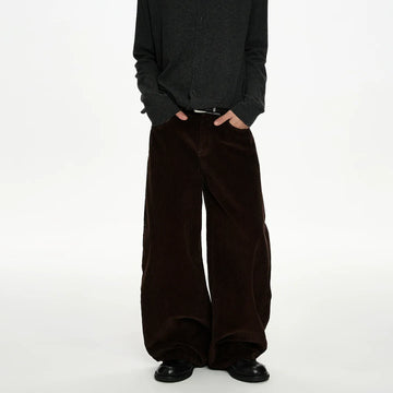 RT No. 50017 BROWN CORDUROY STRAIGHT PANTS