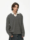 RT No. 50133 KNITWEAR STRIPED COLLAR LONGSLEEVE