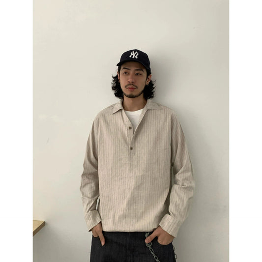 RT No. 29106 STRIPED HALF BUTTON-UP SHIRT
