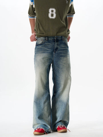 RT No. 18052 WASHED BLUE DENIM STRAIGHT JEANS