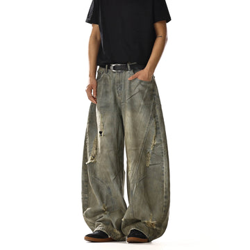 RT No. 18231 GRAY DISTRESSED DENIM PANTS