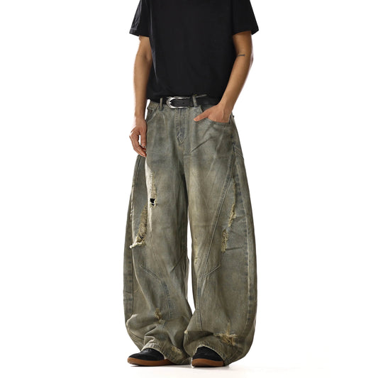 RT No. 18231 GRAY DISTRESSED DENIM PANTS