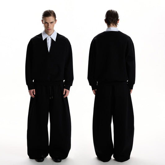 RT No. 59058 TWO-PIECE V-NECK POLO SWEATER & SILHOUETTE SWEATPANTS