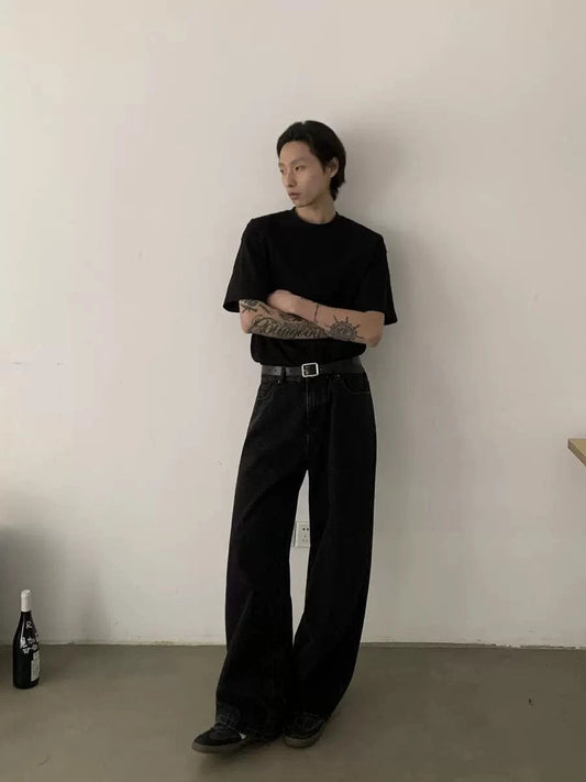 RT No. 18843 BLACK FLARED STRAIGHT JEANS