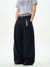 RT No. 12569 MIDNIGHT PURPLE PLEATED FOLDED STRAIGHT PANTS