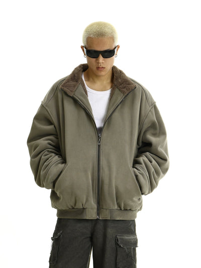 RT No. 12107 DARK GRAY COLLAR ZIP UP JK