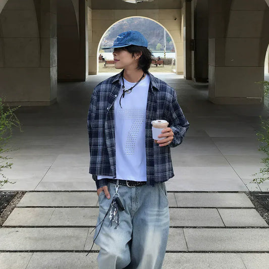 RT No. 40007 PLAID CROP SHIRT