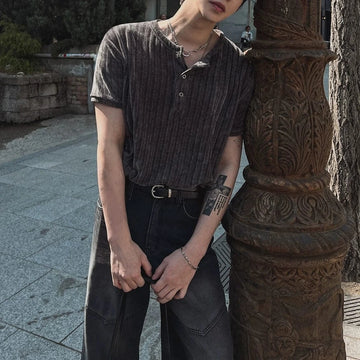 RT No. 18108 KNIT HENRY COLLAR SHORT SLEEVE