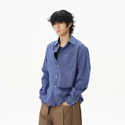 RT No. 18161 BLUE GRID BUTTON-UP SHIRT