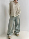 RT No. 19012 WASHED DENIM BAGGY STRAIGHT JEANS
