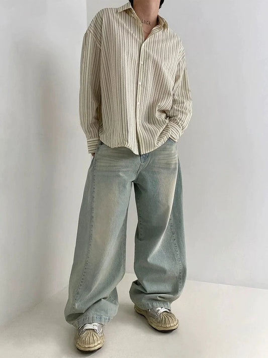 RT No. 19012 WASHED DENIM BAGGY STRAIGHT JEANS
