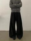 RT No. 28104 PLEATED BLACK WIDE BAGGY PANTS