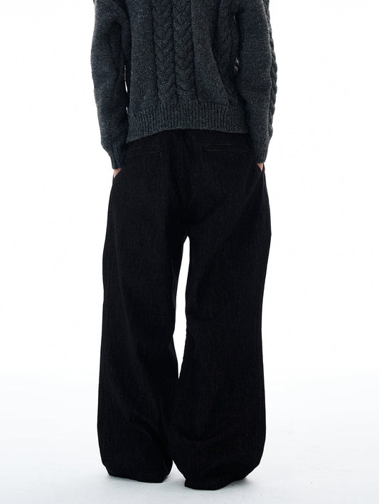 RT No. 25040 RAW DENIM PLEATED WIDE STRAIGHT JEANS