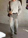 RT No. 25013 LIGHT GRAY WIDE STRAIGHT JEANS