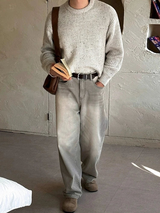 RT No. 25013 LIGHT GRAY WIDE STRAIGHT JEANS