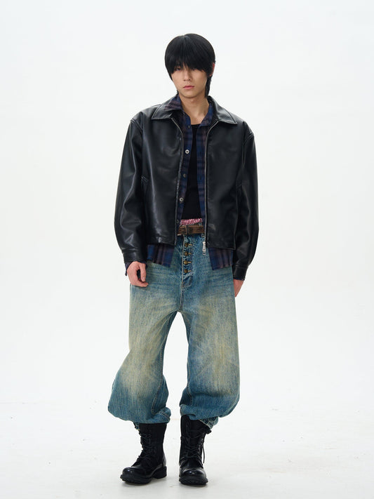 RT No. 12479 BLACK ZIP LEATHER JK