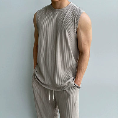 RT No. 11931 PLEATED SLEEVELESS SHIRT & WIDE DRAWSTRING PANTS