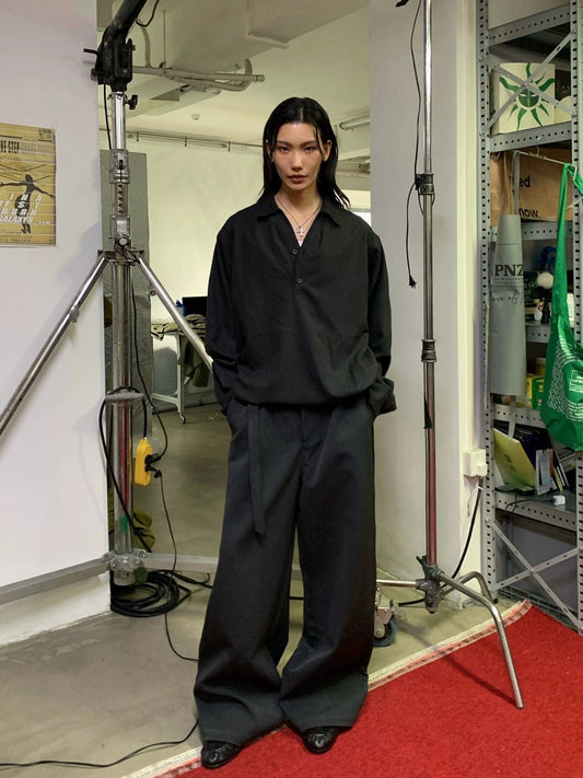 RT No. 29136 DRAPE WIDE BAGGY PANTS