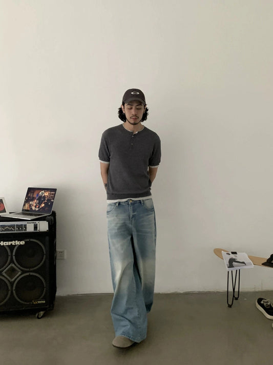 RT No. 19730 WASHED BLUE DENIM STRAIGHT JEANS