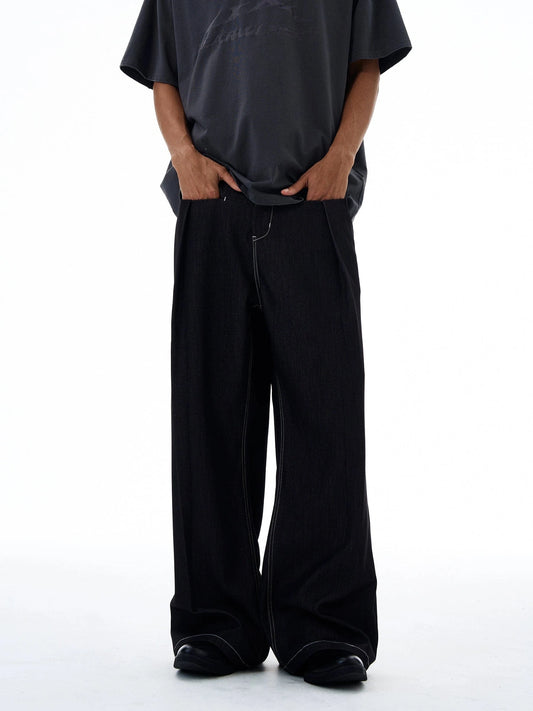 RT No. 19562 PLEATED BLACK FLARE JEANS