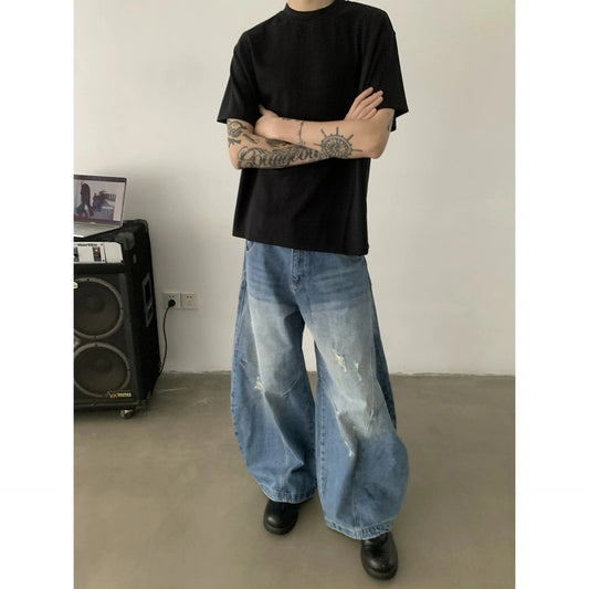 RT No. 19719 RECONSTRUCTED DISTRESSED BAGGY DENIM JEANS