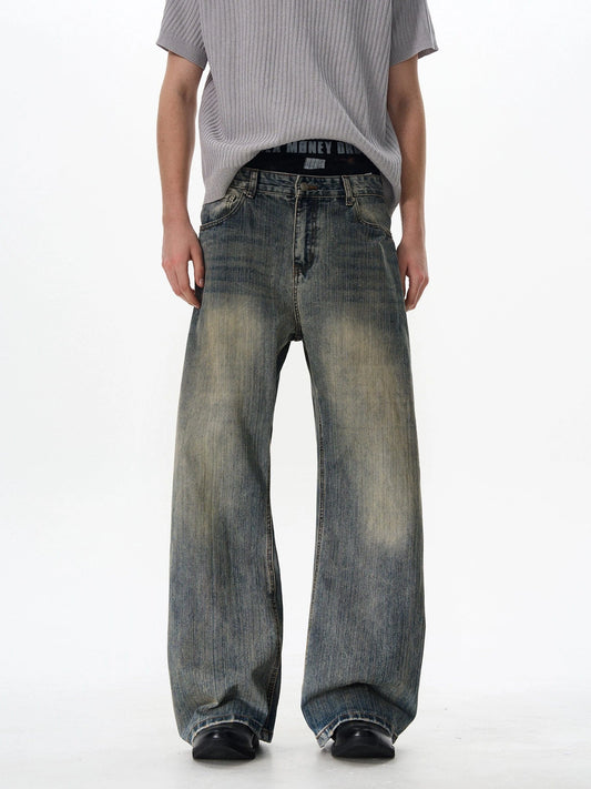 RT No. 18041 WASHED BLUE DENIM STRAIGHT JEANS