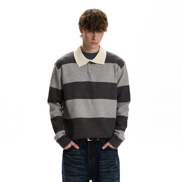 RT No. 59068 KNITWEAR STRIPED POLO SWEATER