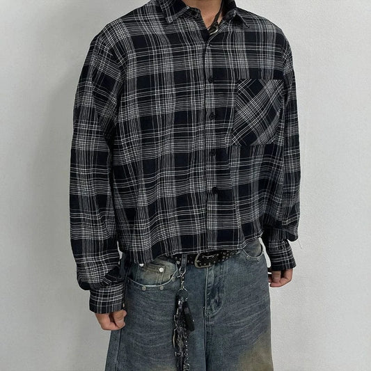 RT No. 40007 PLAID CROP SHIRT
