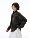RT No. 25026 KNIT TWIST BUTTON-UP SWEATER