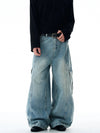 RT No. 32829 BAGGY SCIMITAR CARGO DENIM JEANS
