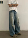 RT No. 18846 DISTRESSED WASHED BLUE STRAIGHT DENIM JEANS