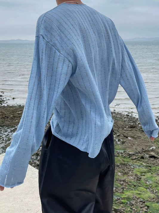 RT No. 11354 BLUE KNIT PULLOVER LONG SLEEVE