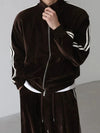 RT No. 18293 VELVET STRIPE STAND COLLAR JK & STRAIGHT PANTS