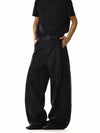 RT No. 18215 BLACK STRAIGHT BELT DENIM JEANS
