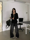 RT No. 18890 WASHED BLACK SCIMITAR STRAIGHT JEANS
