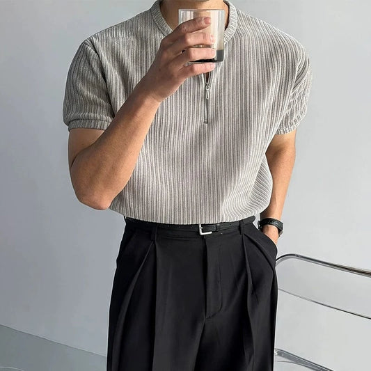 RT No. 18279 KNIT HALF ZIP SHORT SLEEVE