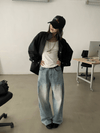 RT No. 18877 WASHED BLUE DENIM STRAIGHT JEANS