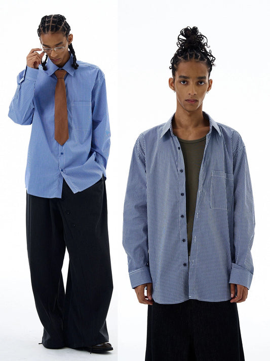 RT No. 19528 BLUE PLAID BUTTON-UP SHIRT