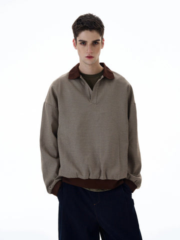 RT No. 20010 COLLAR GRID SWEATER