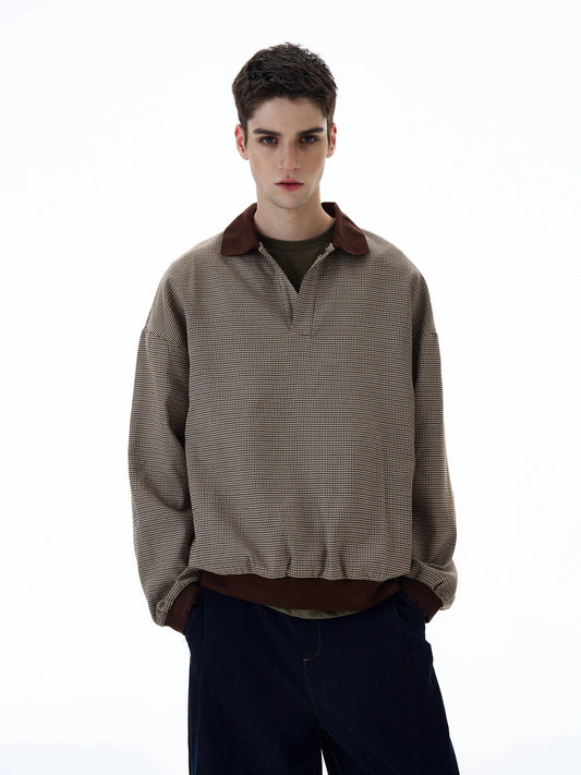 RT No. 20010 COLLAR GRID SWEATER