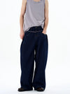 RT No. 19574 PLEATED BAGGY STRAIGHT DENIM JEANS