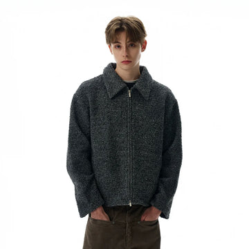 RT No. 40761 GRAY SILHOUETTE TWEED ZIPPER JACKET