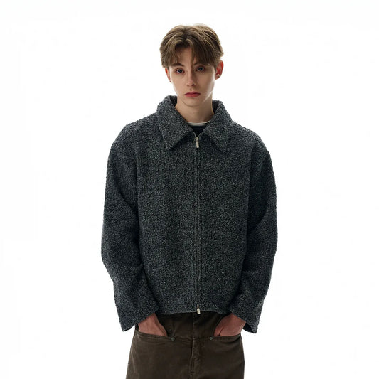 RT No. 40761 GRAY SILHOUETTE TWEED ZIPPER JACKET